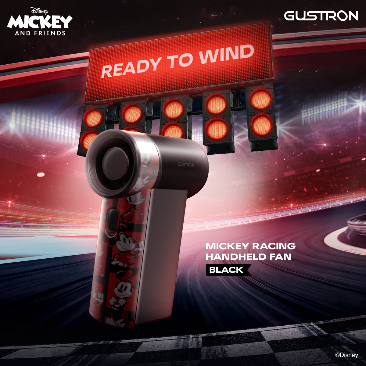 Gustron Portable Handheld Fan Mickey Racing - Black