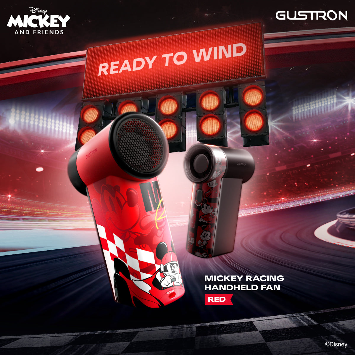 Gustron Portable Handheld Fan Mickey Racing - Red