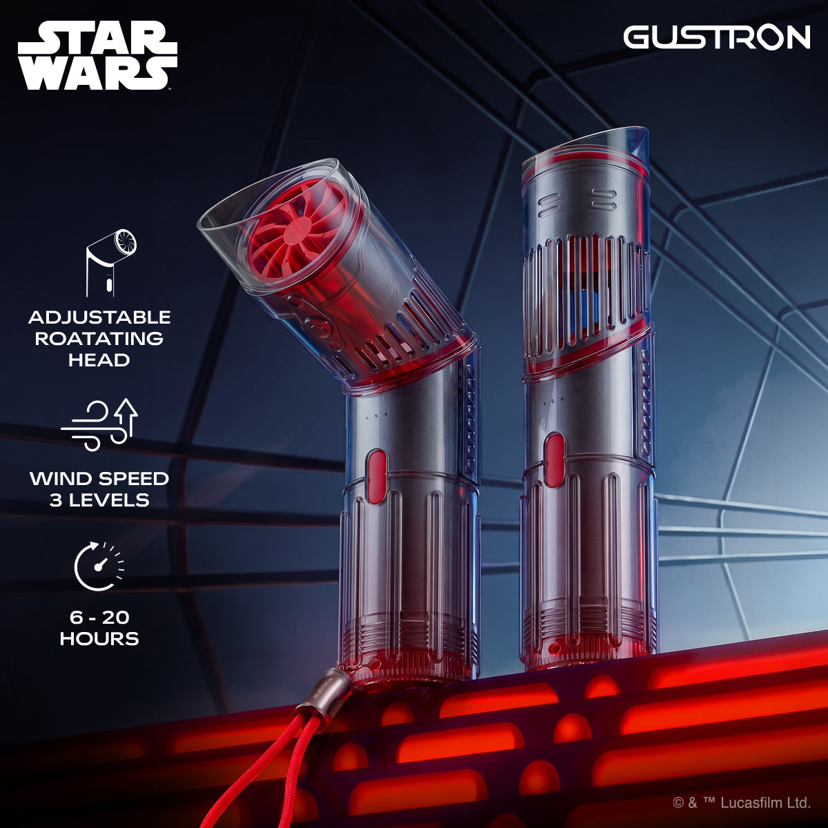 Gustron Portable Saber Fan Darth Vader - Red
