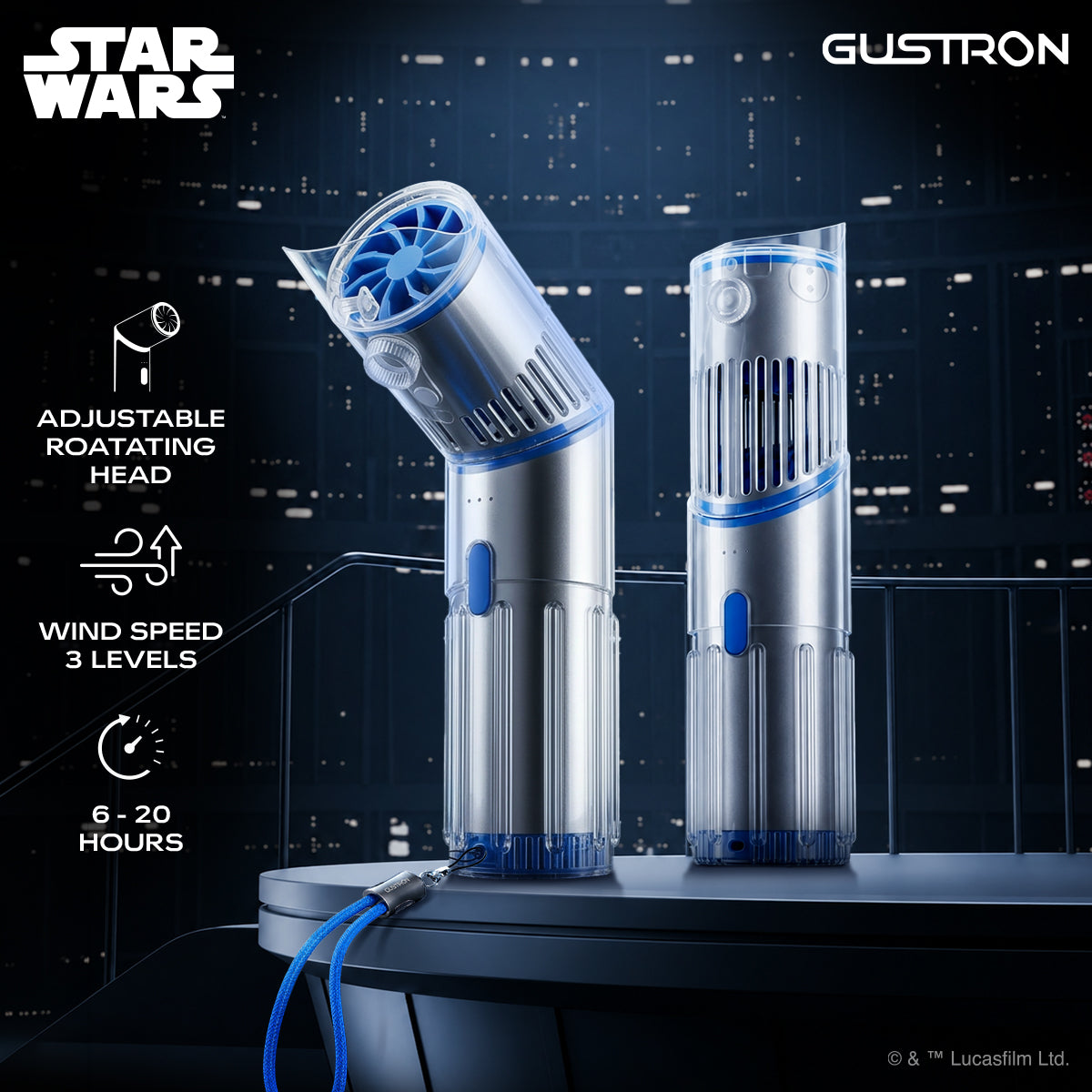 Gustron Portable Saber Fan Luke Skywalker - Blue