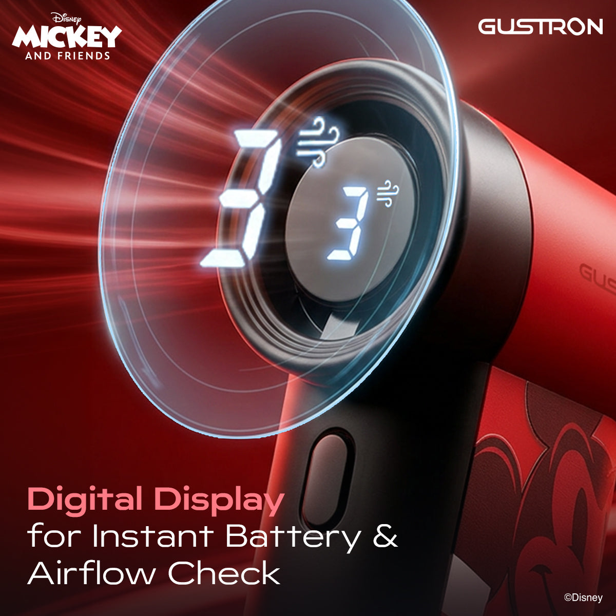 Gustron Portable Handheld Fan Mickey Racing - Red