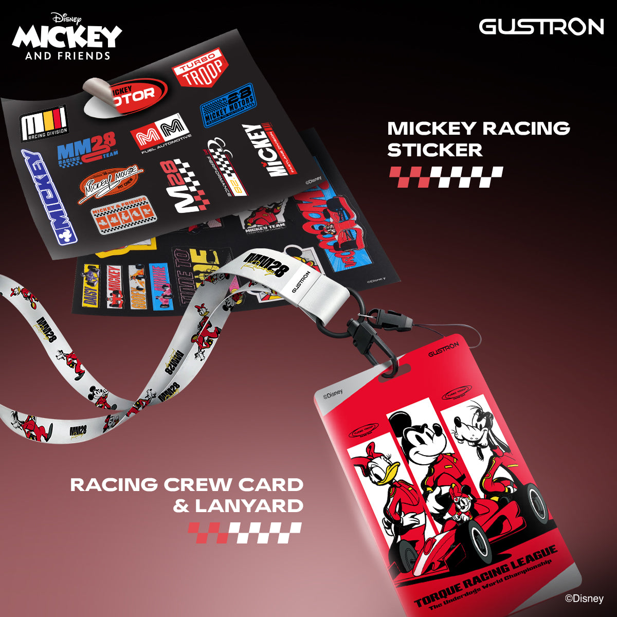 Gustron Portable Handheld Fan Mickey Racing - Black