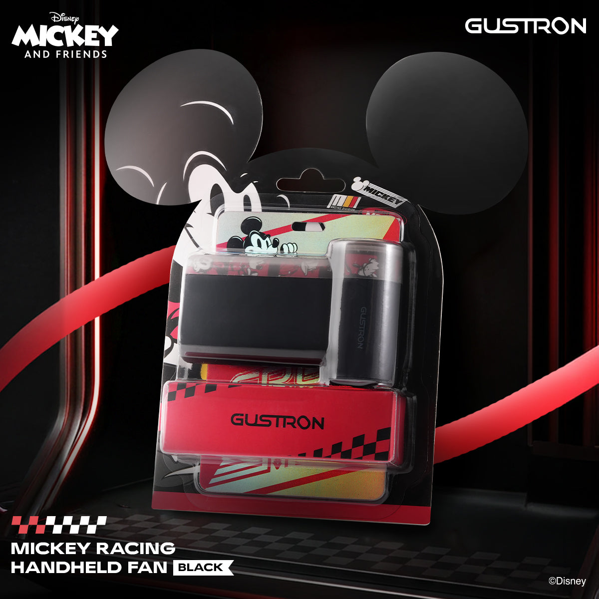 Gustron Portable Handheld Fan Mickey Racing - Black