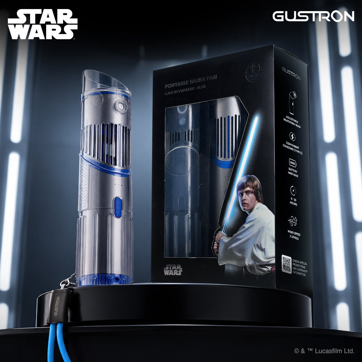 Gustron Portable Saber Fan Luke Skywalker - Blue